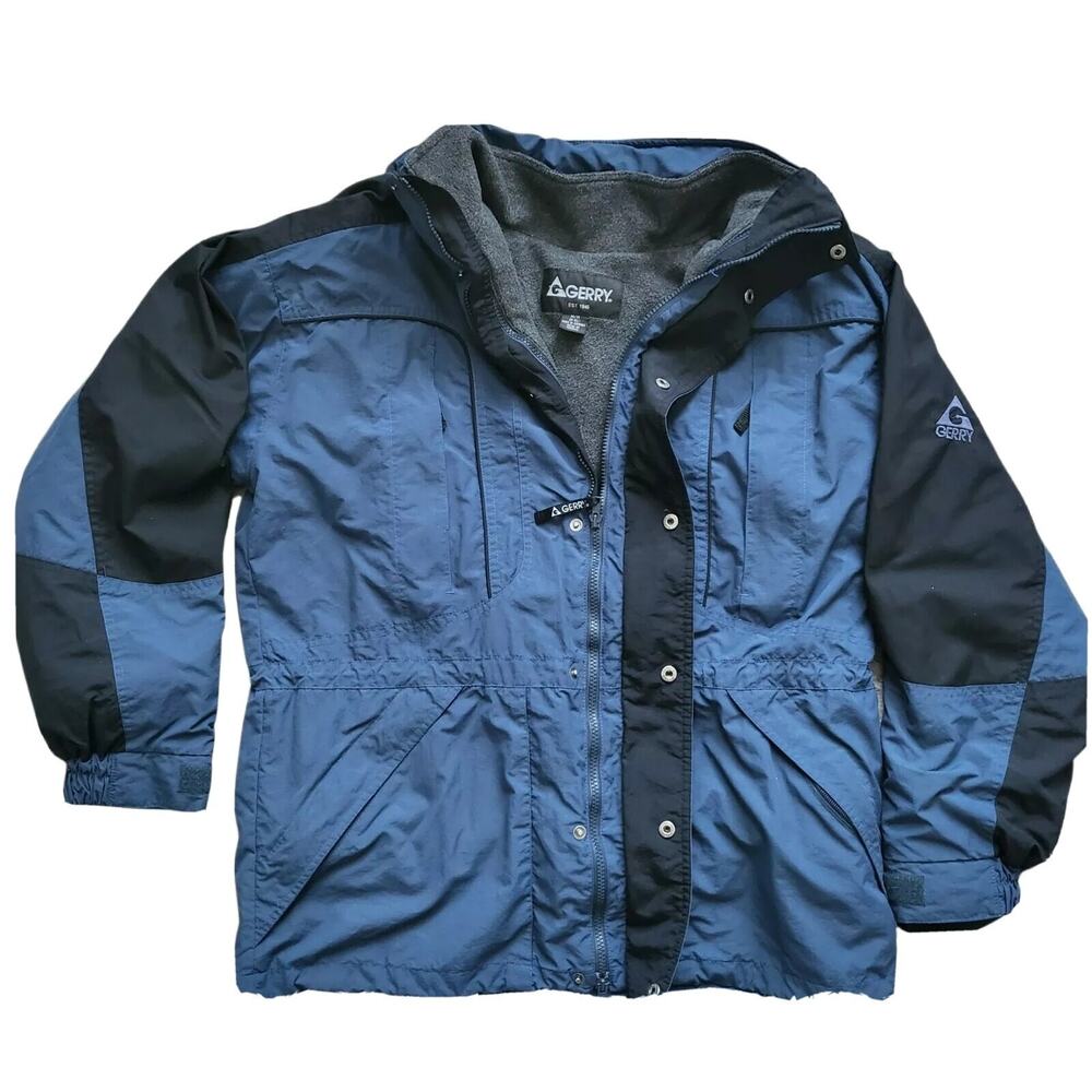 Gerry Blue‎ Black Winter Coat Mens Size M Fleece Lining Outdoor Nylon Waterproof